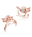 Reindeer Rickshaw Sled With CZ Silver Stud Earrings STS-5513